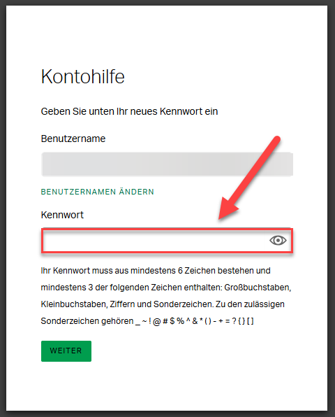  Gallup Access-Bildschirm, auf dem Benutzer ihren Benutzernamen überprüfen oder aktualisieren und bei Bedarf ein neues Kennwort erstellen können.