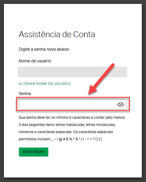  Tela de acesso do Gallup onde os usuários podem verificar ou atualizar seu nome de usuário e criar uma nova senha, se necessário.