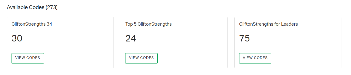 Screenshot of the Available Codes section.