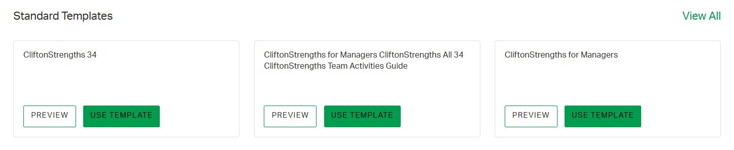 Screenshot of the Standard Templates section.