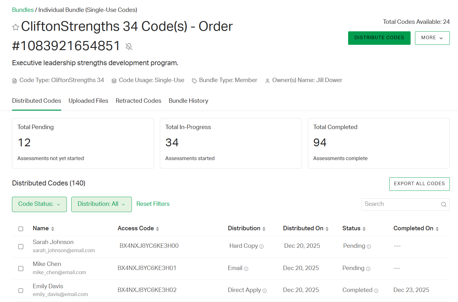 Screenshot of the Bundle Details page.