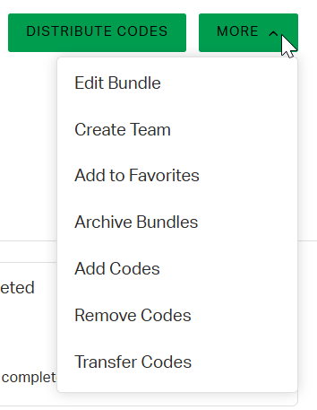 Screenshot of the More drop-down list.